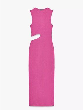 Zara Sleeveless Cutout Maxi Dress in Vibrant Pink